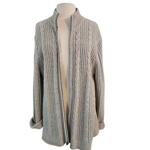 Tasso Elba Lambswool Blend Zippered Carnigan Sweater Men's Size L Gray